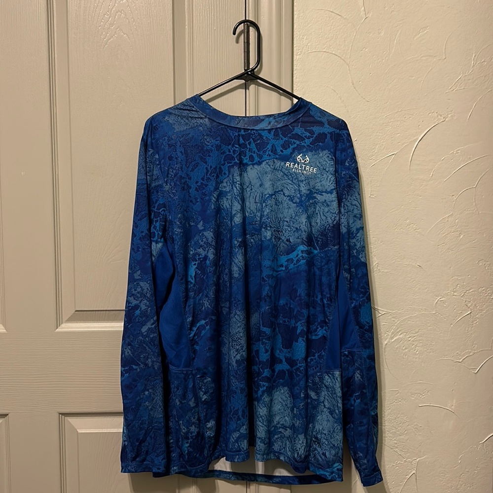 REALTREE Men’s Fishing Shirt | Blue Unique Pattern | Size XL